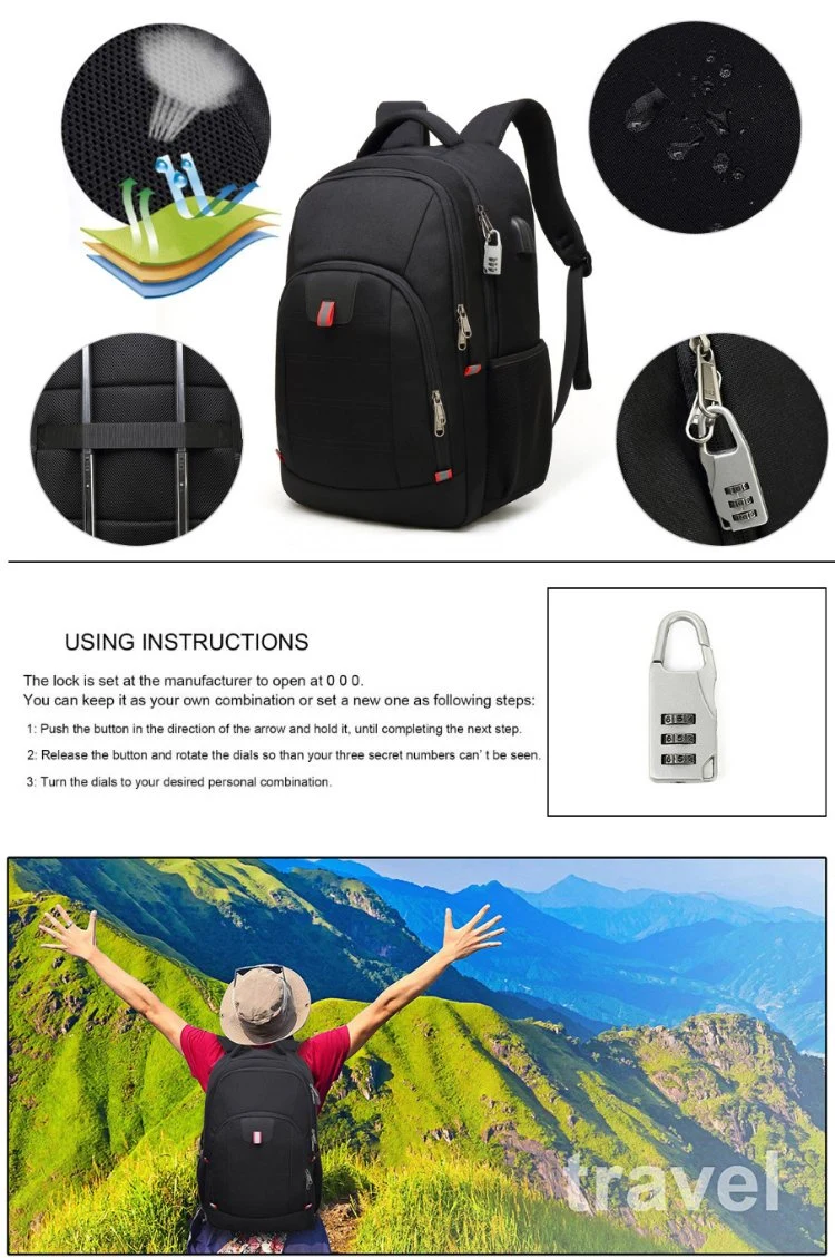Custom Business Waterproof Laptop Bags Supplier School Mochilas Travel Pack USB Charging Women Men Smart Backpack for Men