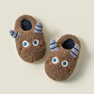 Children Home Cute Cartoon Fluffy Plush Winter Warm Kids Indoor Bedroom Slippers