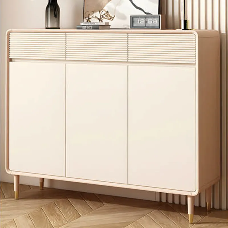 Living Room Furniture Closets and Entryway Free Standing 3 Tier Wood Bamboo Shoe Rack with Handles